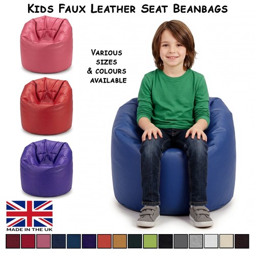 Kids faux leather bean bag - leather, tub