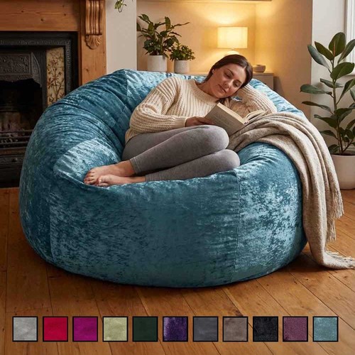 Crushed velvet bean bag - crushed,